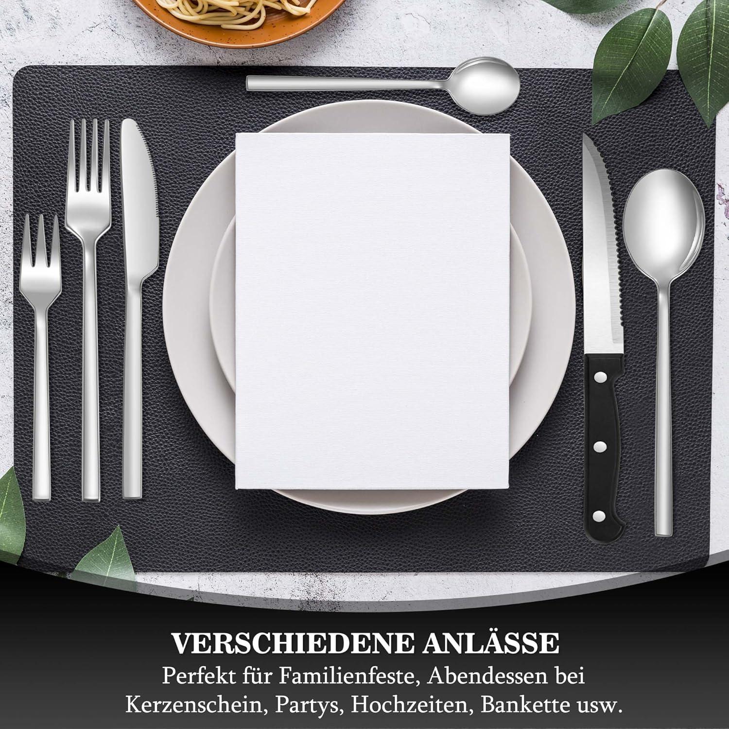 36-teiliges Edelstahl Besteck Set für 6 Personen inkl. Steakmesser
