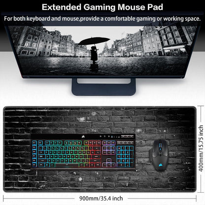 Gaming Mauspad XXL 900x400mm Schwarz wasserdicht Anti-Rutsch vernähte Kanten