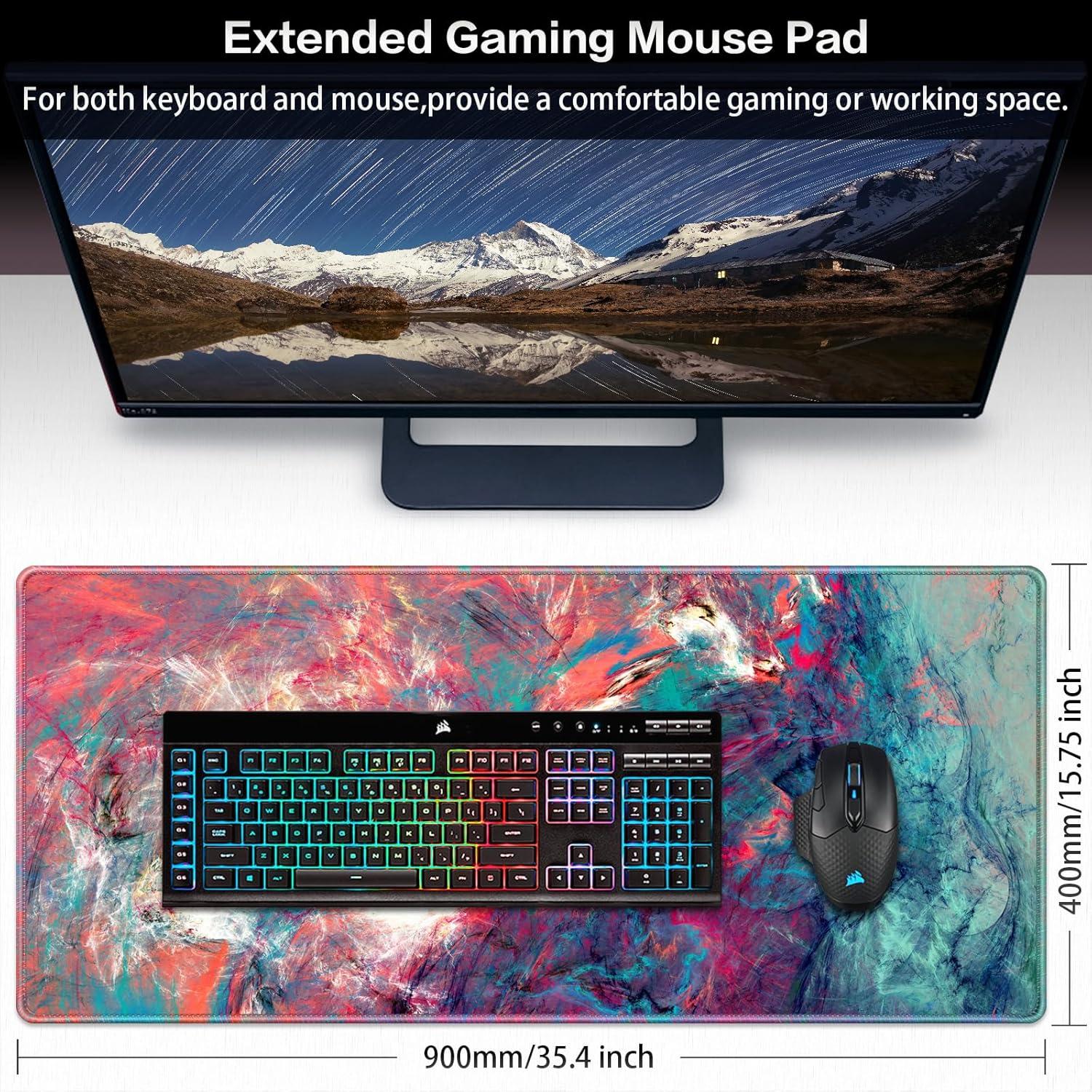 XXL Gaming Mauspad 900x400mm Wasserdicht Vernähte Kanten