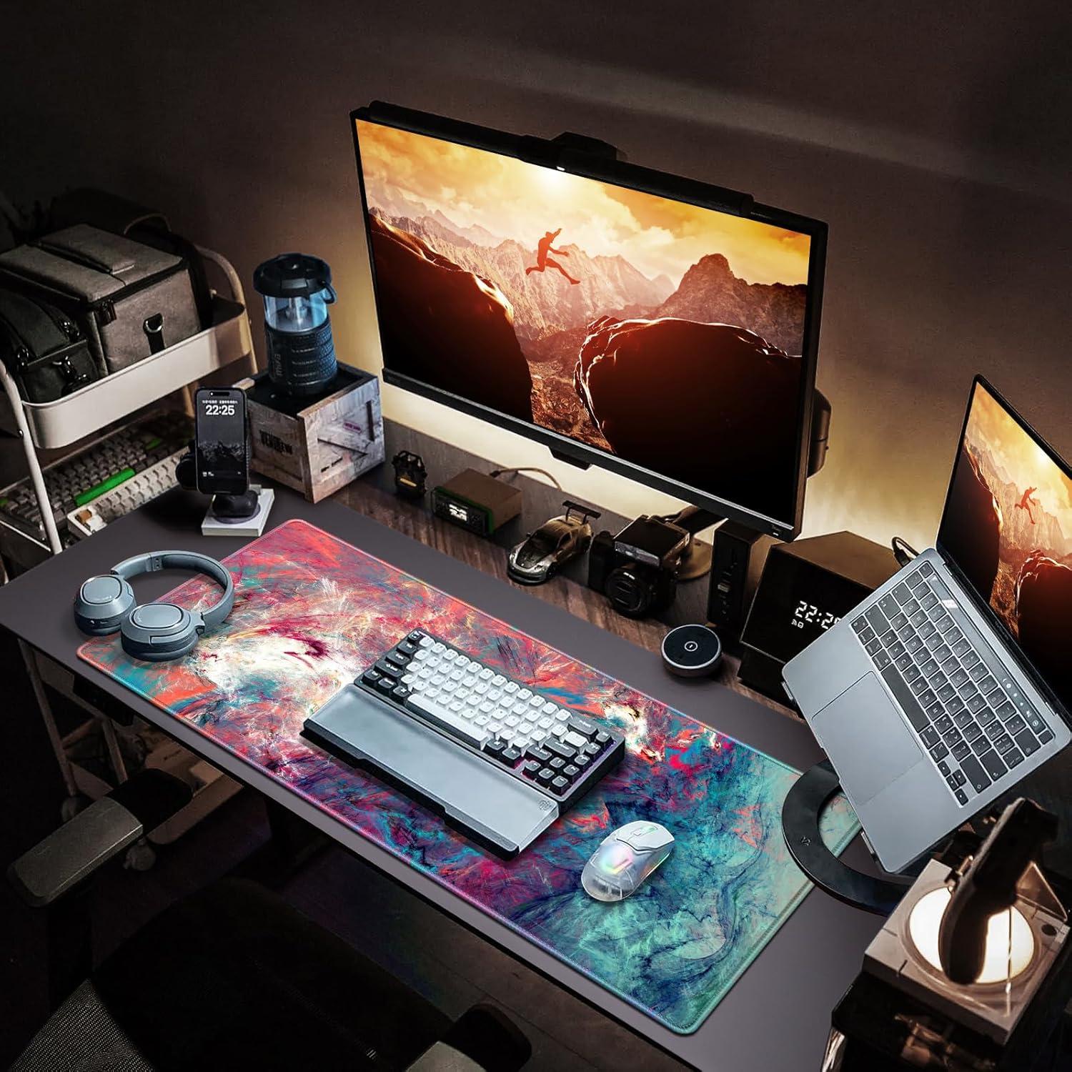 XXL Gaming Mauspad 900x400 mm Wasserdicht Anti-Rutsch Vernähte Kanten