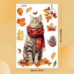 Herbst Fensterbilder Selbstklebend 76 Stück Katze Kürbis