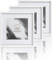 Bilderrahmen 30x30cm Weiß Holz 3er Set Quadratisch Fotorahmen mit