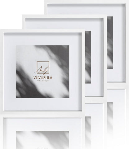 Bilderrahmen 30x30cm Weiß Holz 3er Set Quadratisch Fotorahmen mit