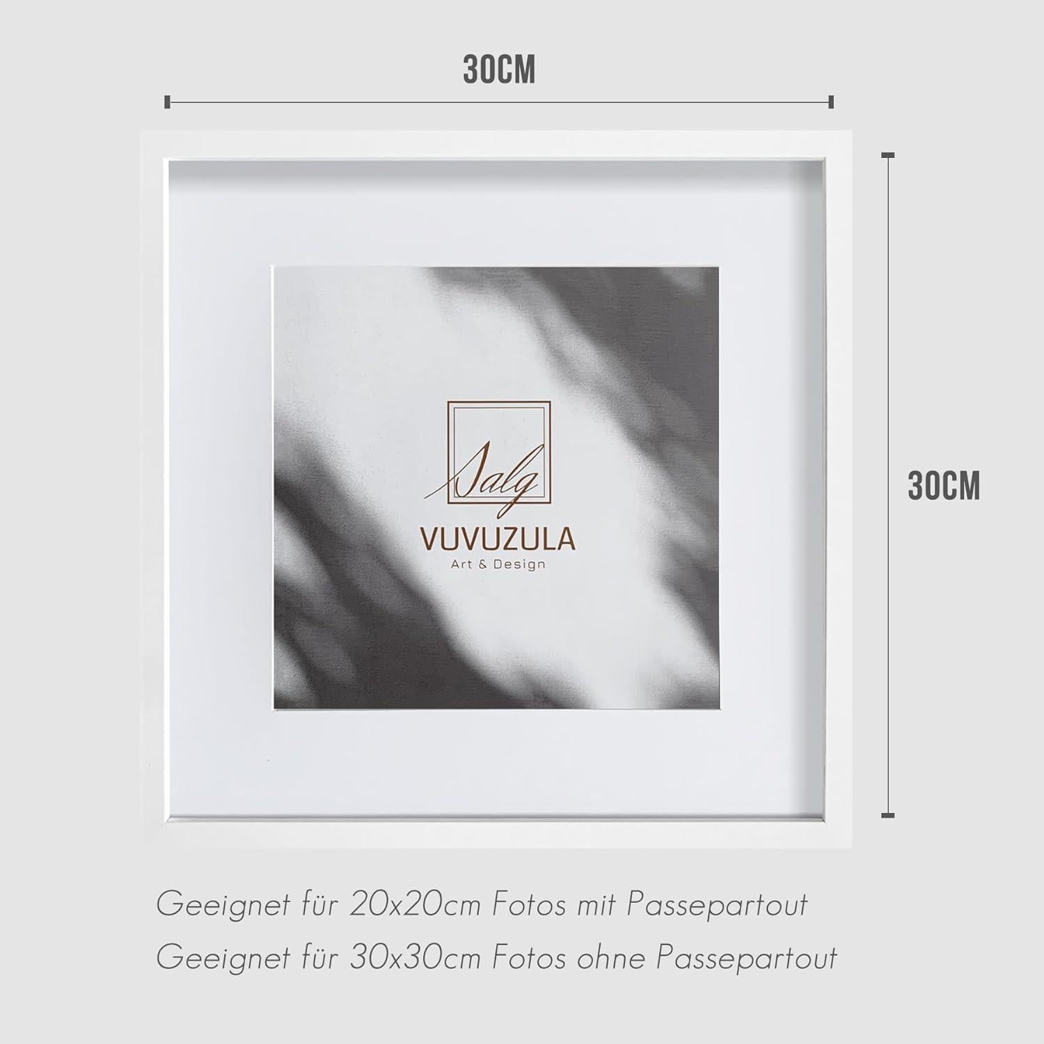 Bilderrahmen 30x30cm Weiß Holz 3er Set Quadratisch Fotorahmen mit