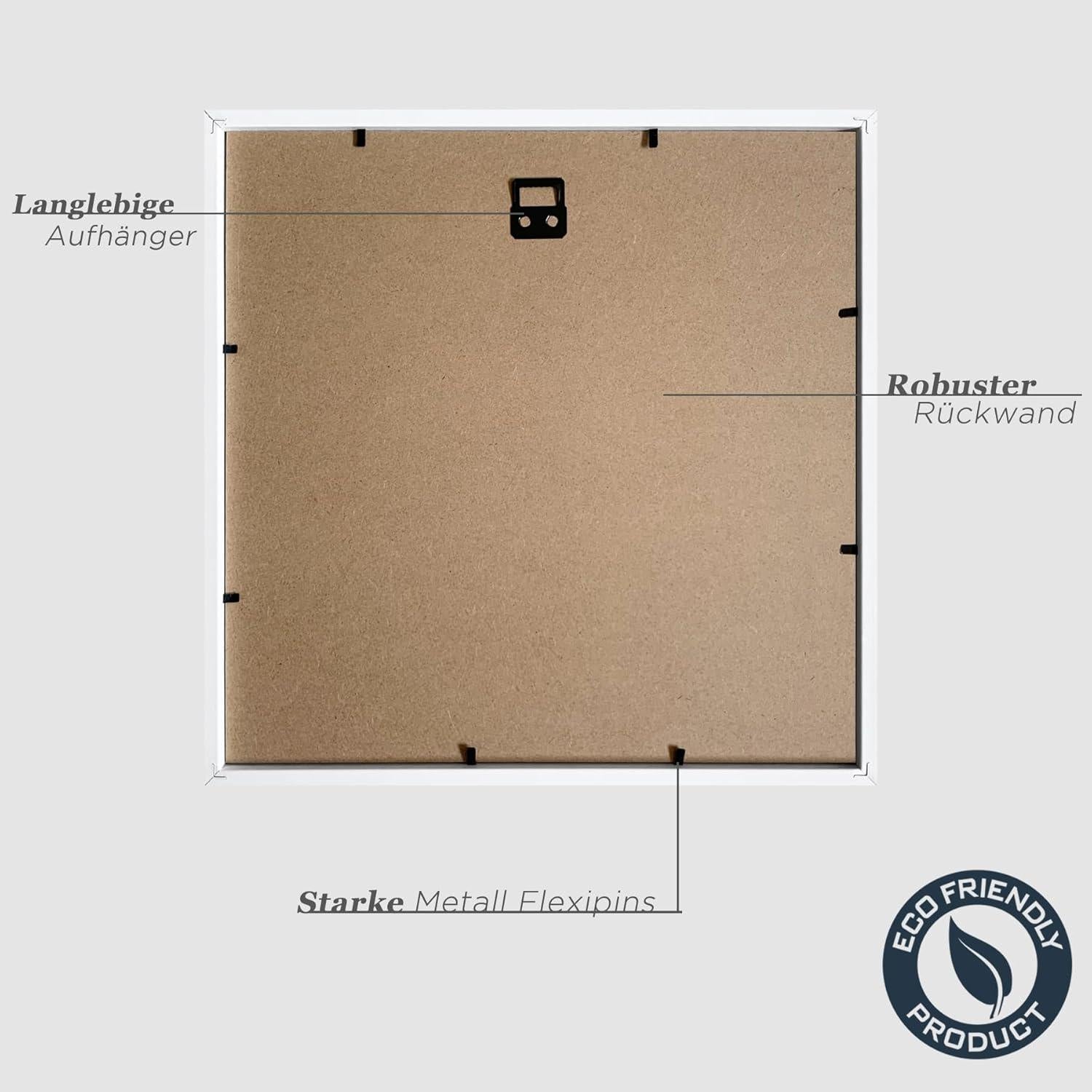 VUVUZULA Bilderrahmen 3er Set Weiß Holz 30x30cm Quadratisch Fotorahmen