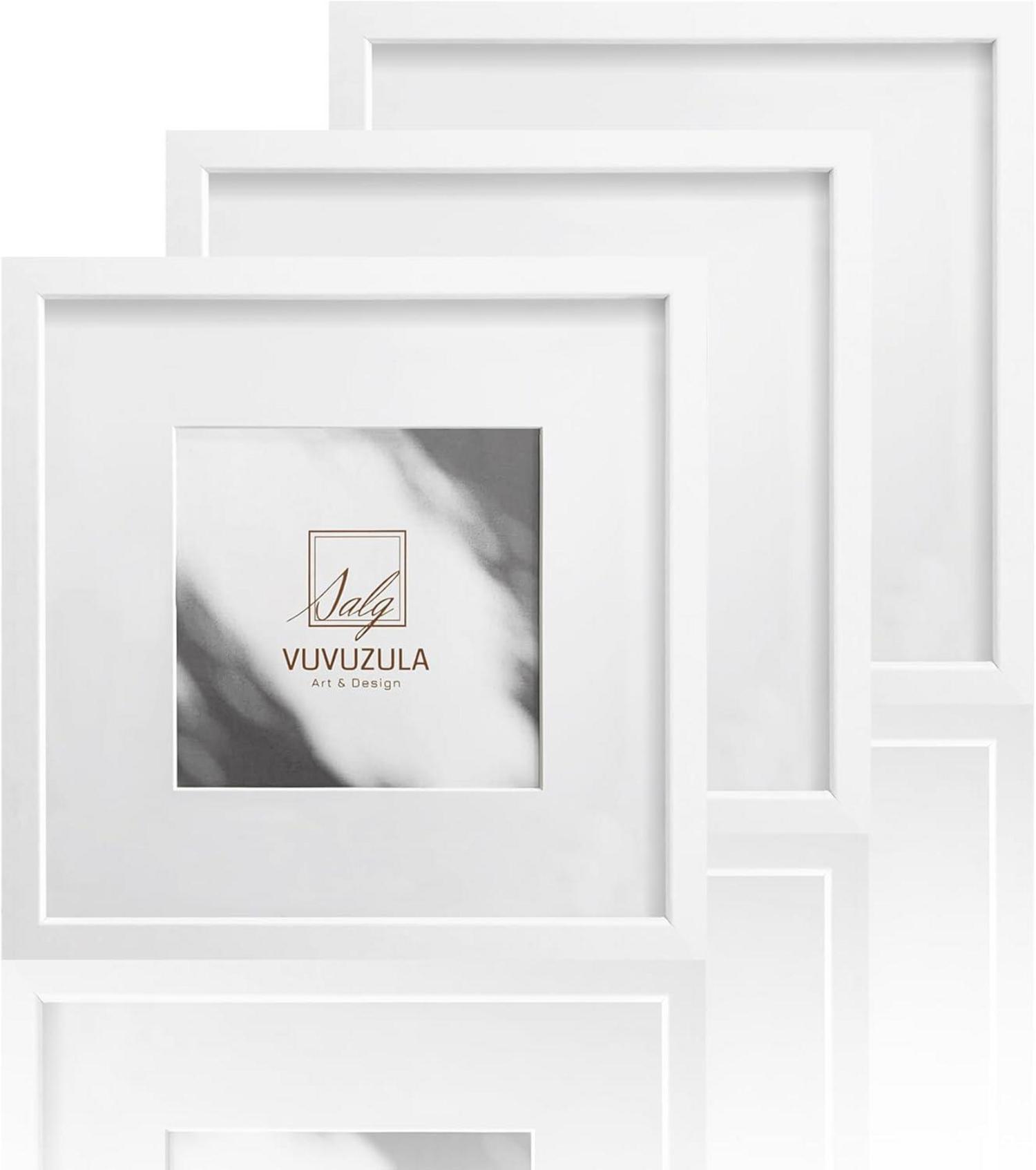 Bilderrahmen 20x20cm Weiß Holz 3er Set Quadratisch Fotorahmen