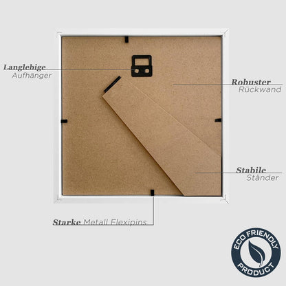 Bilderrahmen 20x20cm Weiß Holz 3er Set Quadratisch Fotorahmen