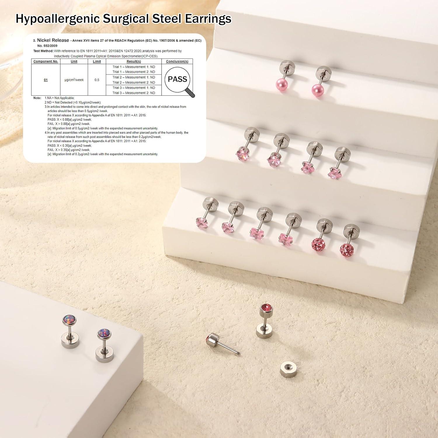 Hypoallergene Opal Perle Zirkonia Ohrstecker Set Chirurgenstahl 8 Paar