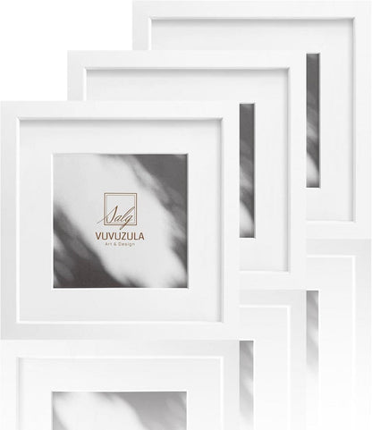 Bilderrahmen 15x15cm Weiß Holz 3er Set Quadratisch Fotorahmen mit