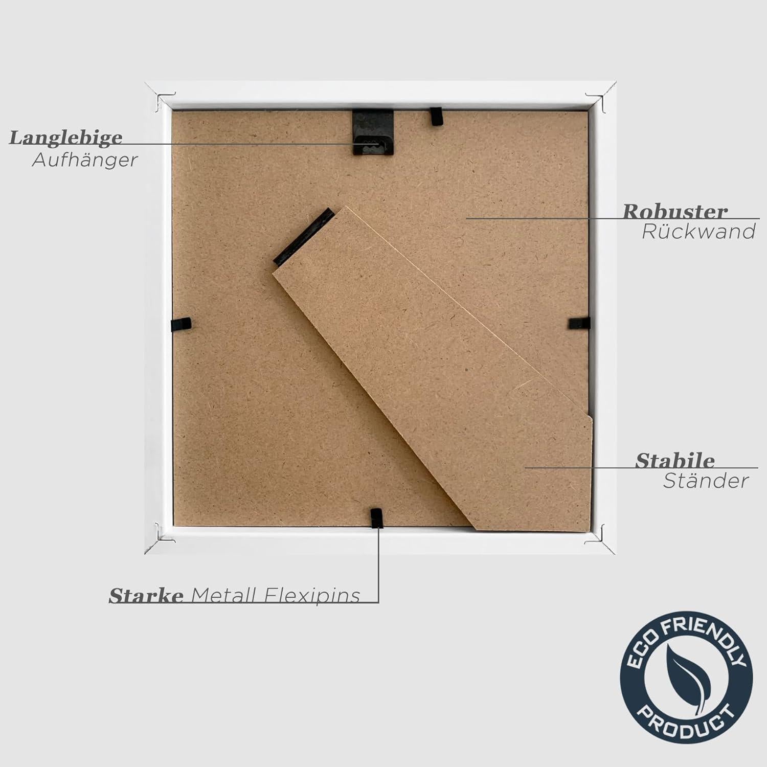 Bilderrahmen 15x15cm Weiß Holz 3er Set mit Passepartout 10x10cm