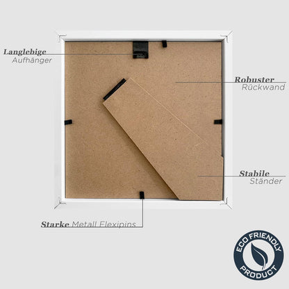 Bilderrahmen 15x15cm Weiß Holz 3er Set mit Passepartout 10x10cm