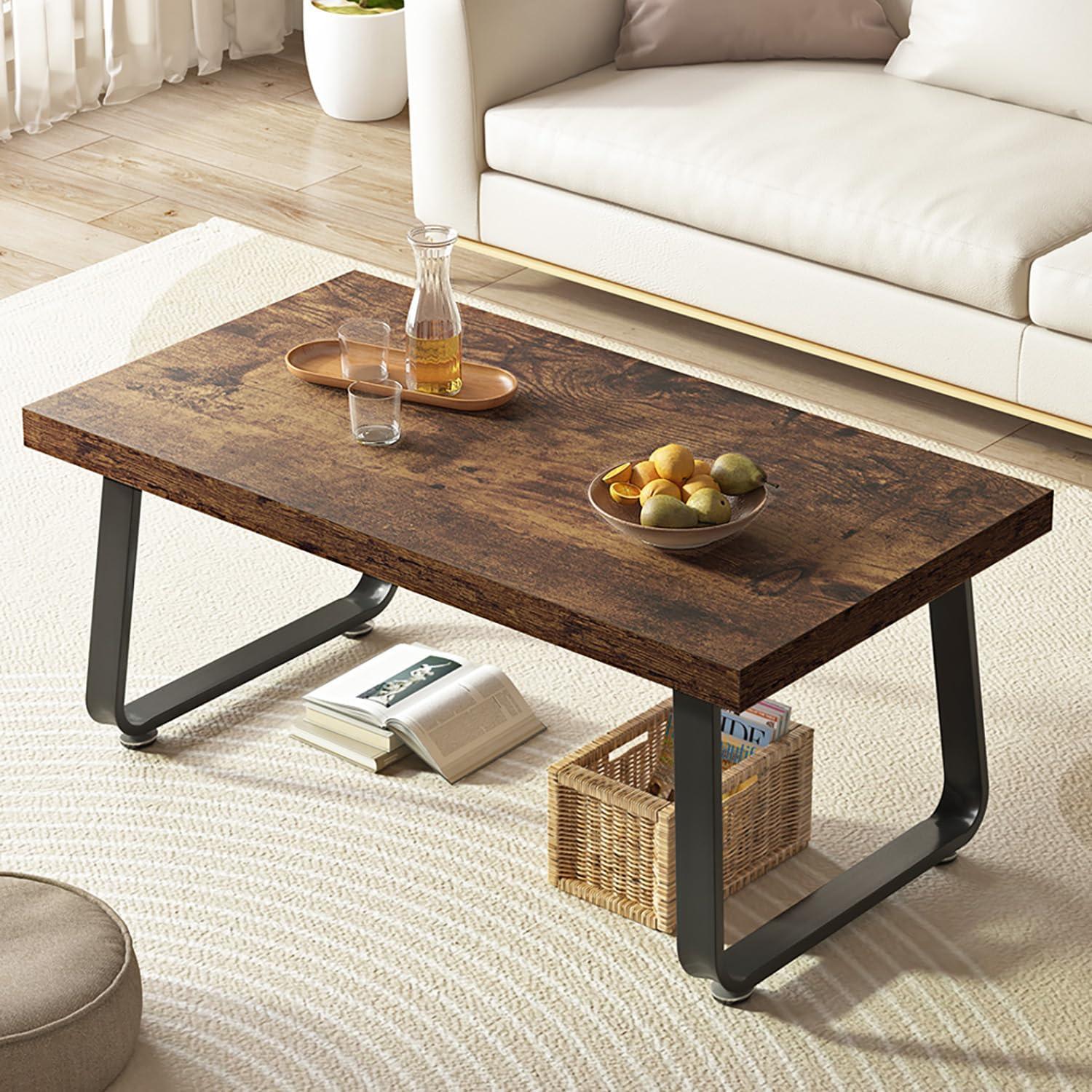 Couchtisch Holz Vintagebraun-schwarz 100x55x46.5cm Metallgestell