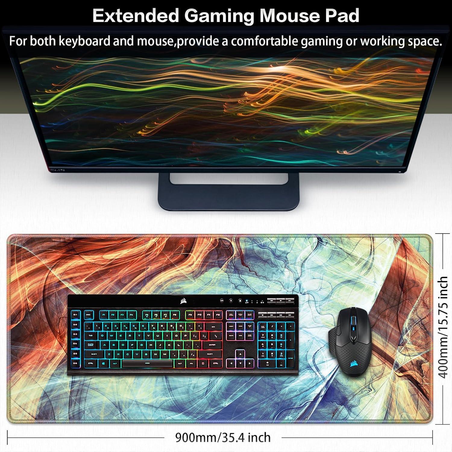 XXL Gaming Mauspad 900x400mm Wasserdicht Vernähte Kanten Anti-Rutsch
