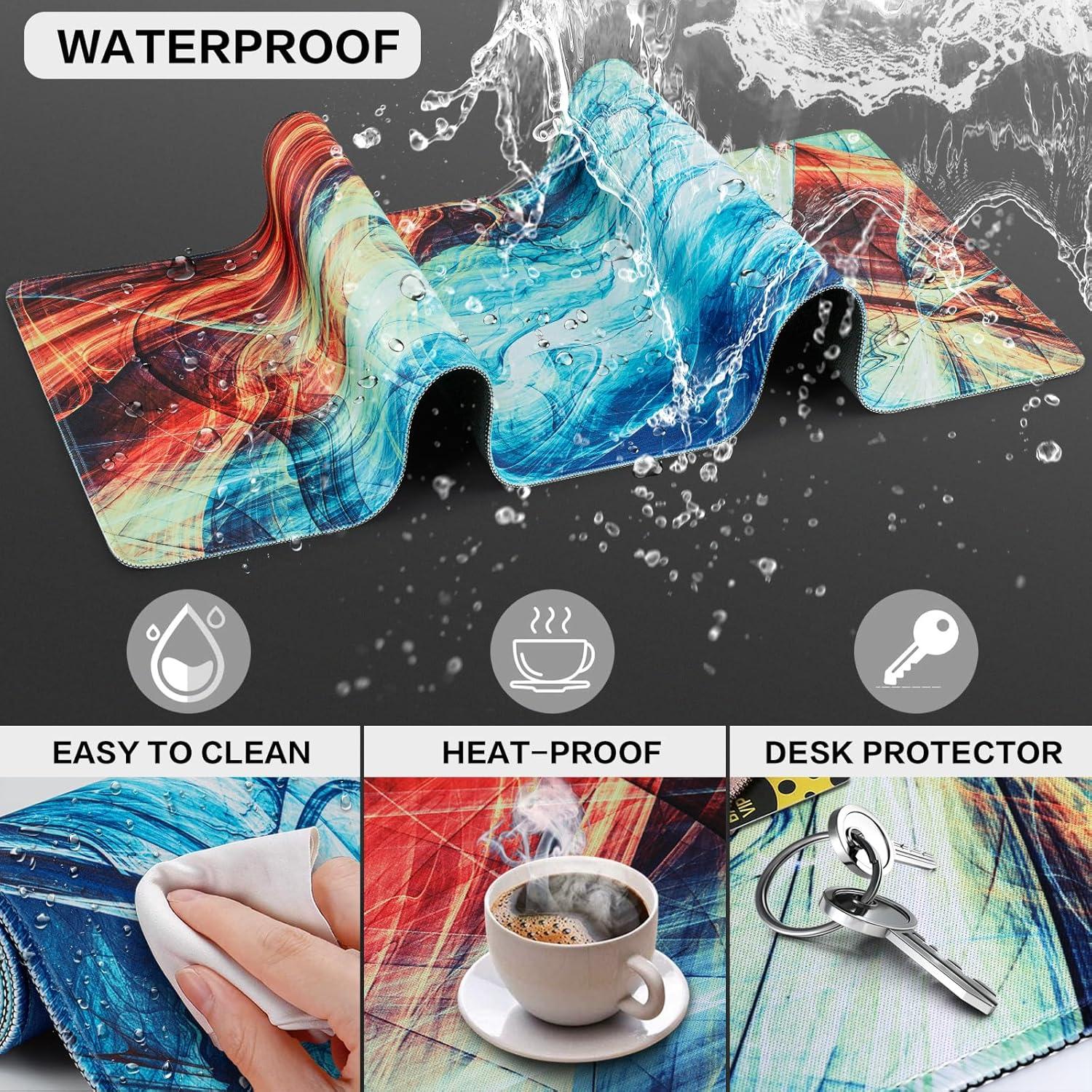 Großes Gaming Mauspad 900x400mm Wasserdicht Vernähte Kanten Anti-Rutsch