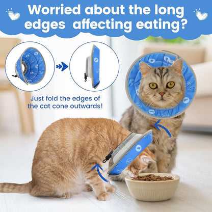 HAPPY HACHI Wasserdichte Halskrause Katze Blau M ersetzbar nach OP und Verletzung