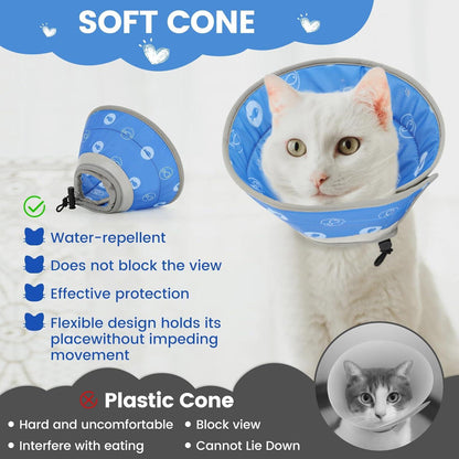 HAPPY HACHI Katzen Halskrause Wasserdicht Einstellbar Blau M