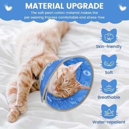 HAPPY HACHI Katzen Halskrause Wasserdicht Einstellbar Blau M
