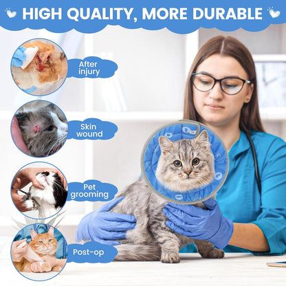 HAPPY HACHI Wasserdichte Halskrause Katze Blau M ersetzbar nach OP und Verletzung
