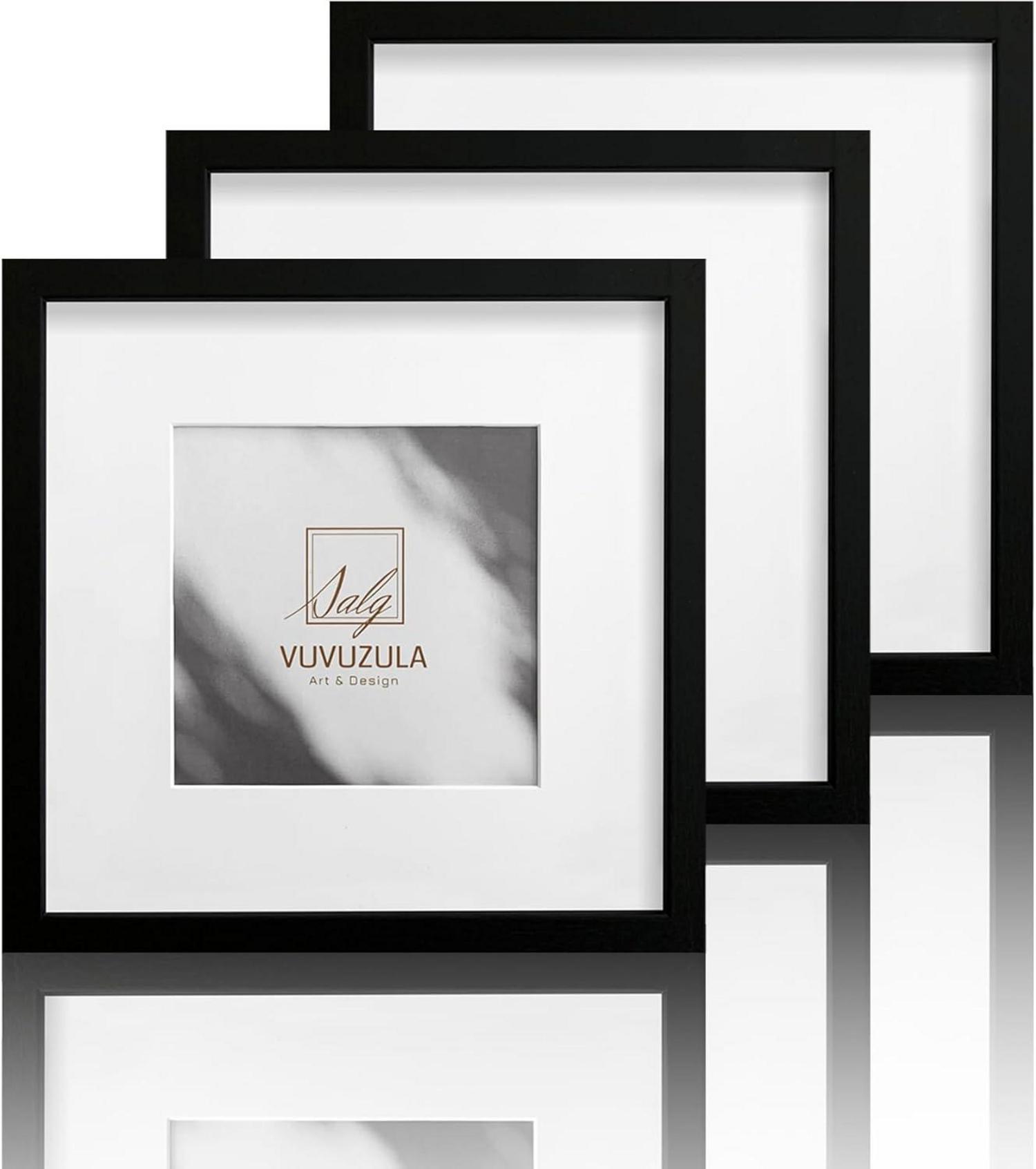 Schwarze Holz Bilderrahmen 20x20cm Set 3er Quadratisch Fotorahmen