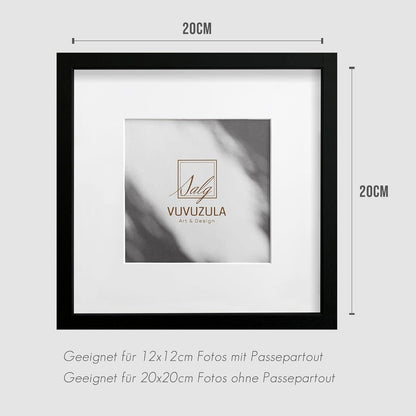 Schwarze Holz Bilderrahmen 20x20cm Set 3er Quadratisch Fotorahmen