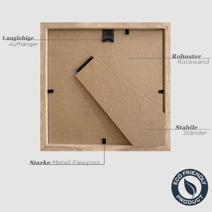Bilderrahmen 15x15cm Holz Set Eiche Quadratisch Fotorahmen Passepartout 10x10cm