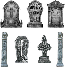 7er Set Halloween Grabstein Outdoor Deko Friedhof Grusel Party