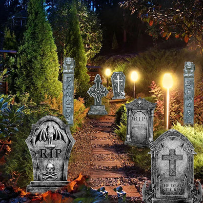 7er Grabstein Halloween Deko Set 82 cm Friedhof Garten