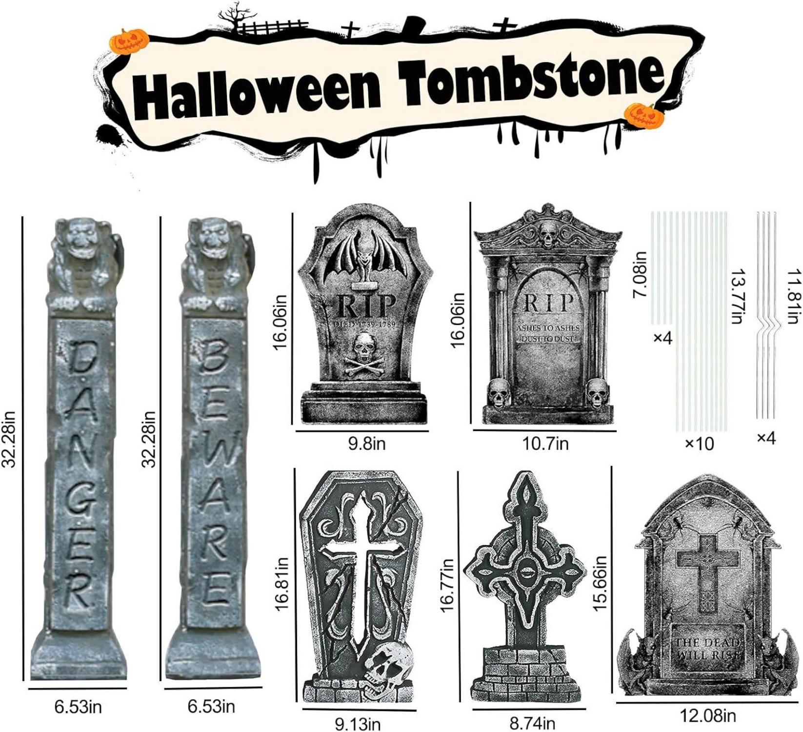 7er Set Halloween Grabstein Outdoor Deko Friedhof Grusel Party