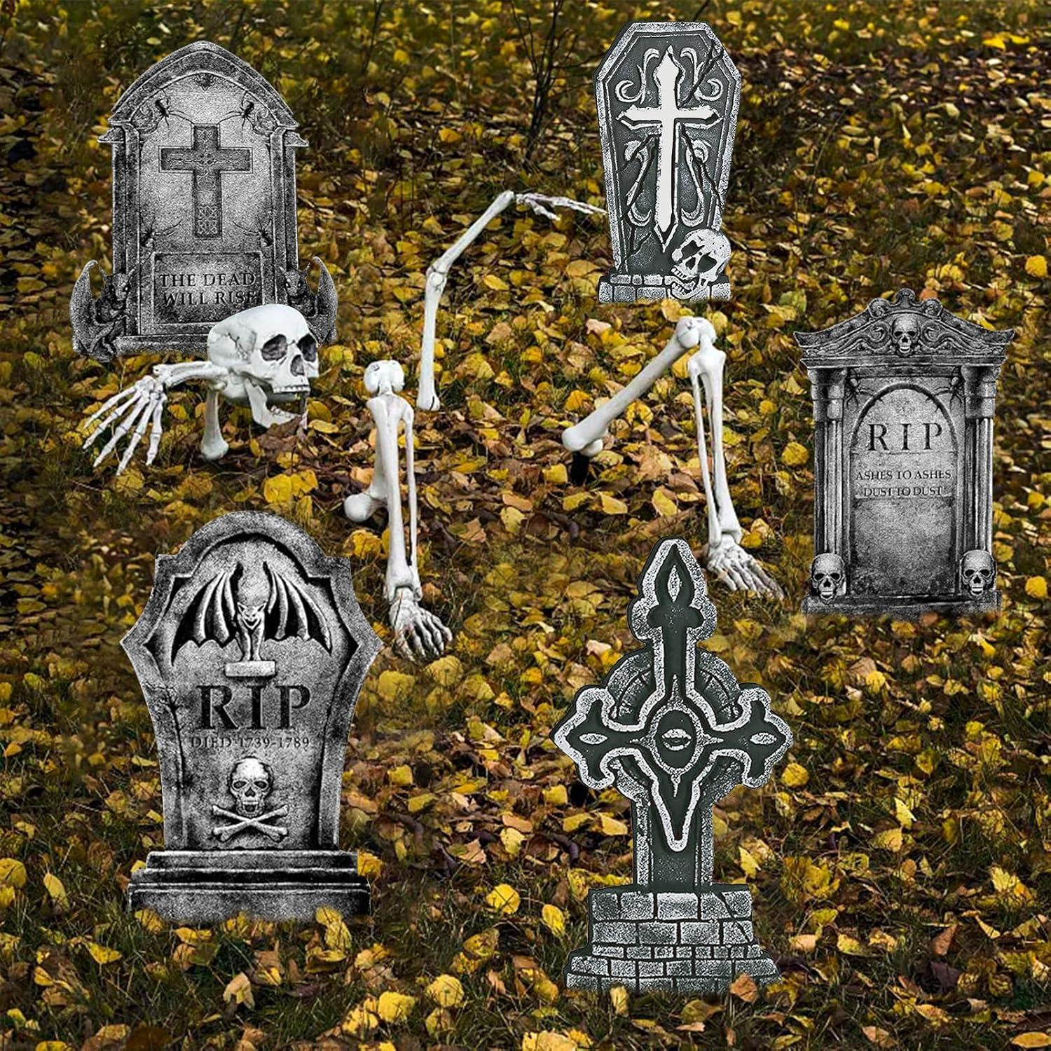Halloween Grabstein Set 7er Pack 82cm Outdoor Deko Friedhof Gruselige