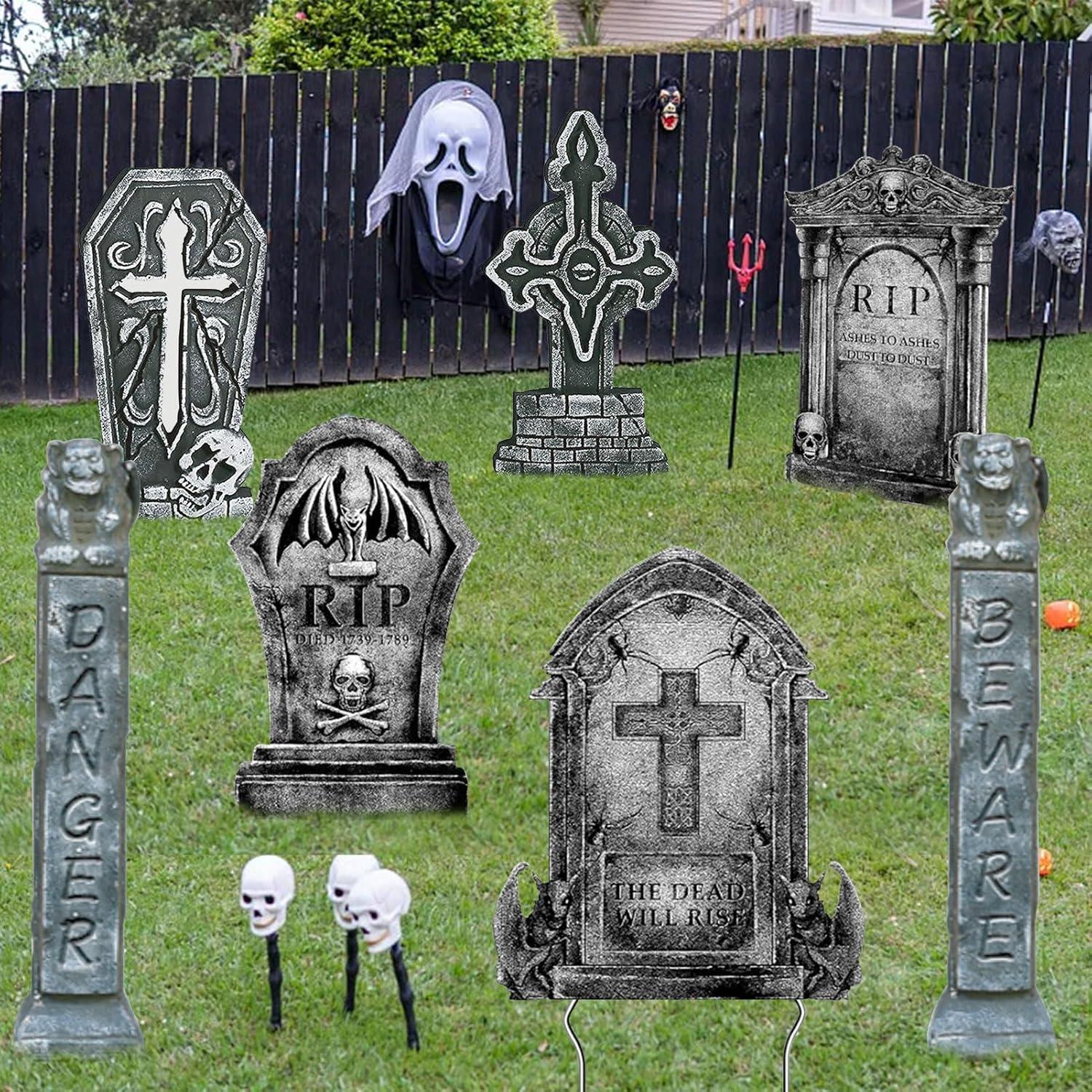 7er Halloween Grabstein Set 82cm Halloween Friedhof Deko