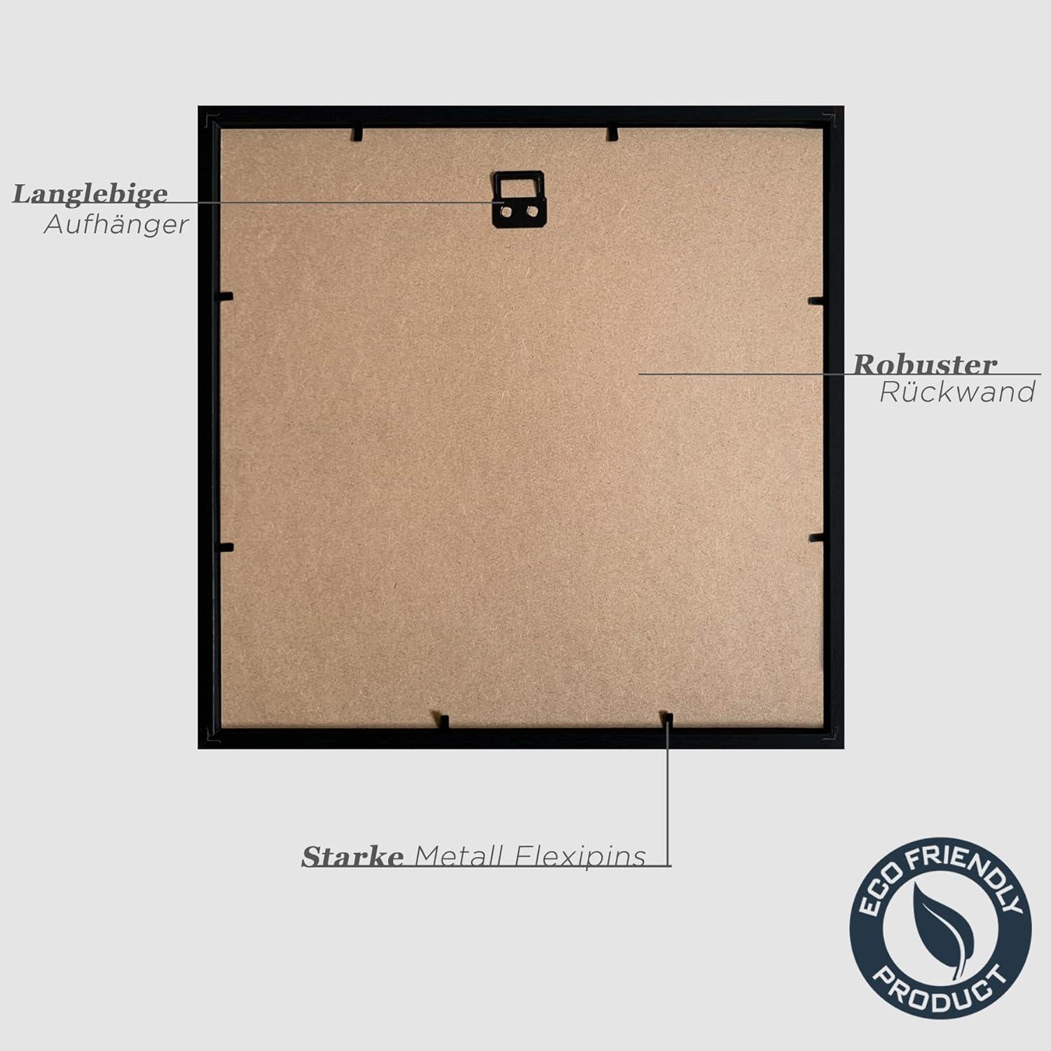 VUVUZULA Bilderrahmen Set Schwarz Holz 30x30cm Quadratisch 3er Fotorahmen 20x20cm