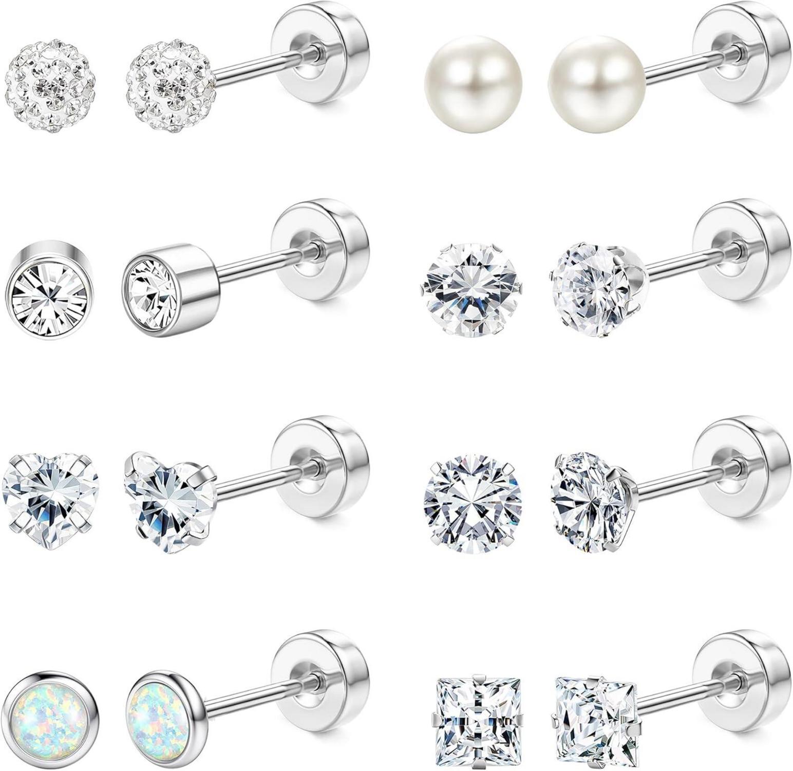 Hypoallergene Ohrstecker Set Opal Perle Zirkonia Damen Ohrringe