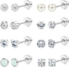 Hypoallergene Ohrstecker Set Opal Perle Zirkonia Damen Ohrringe