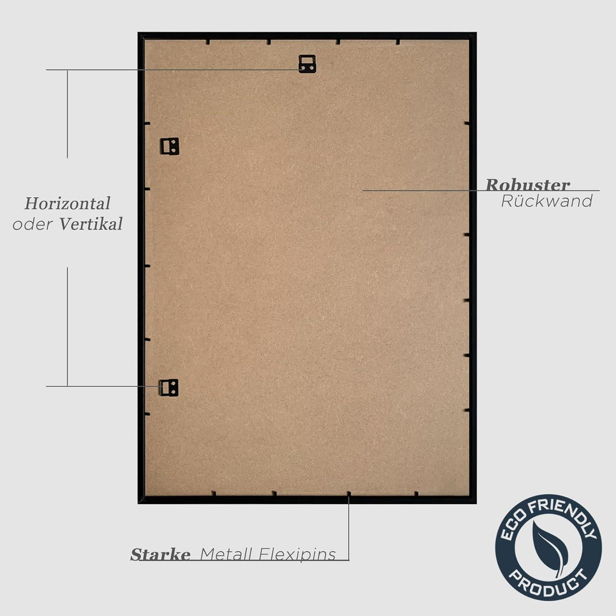 Bilderrahmen 50x70cm Schwarz Holz 3er Set MDF Wandrahmen