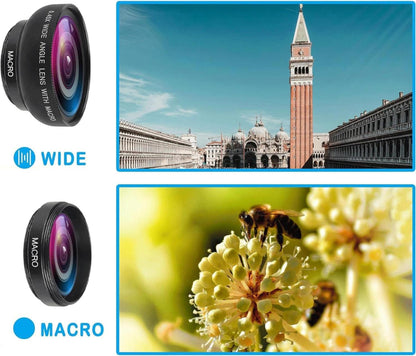 2-in-1 Handy Kamera Objektiv Kit, Weitwinkel + Makro Linse