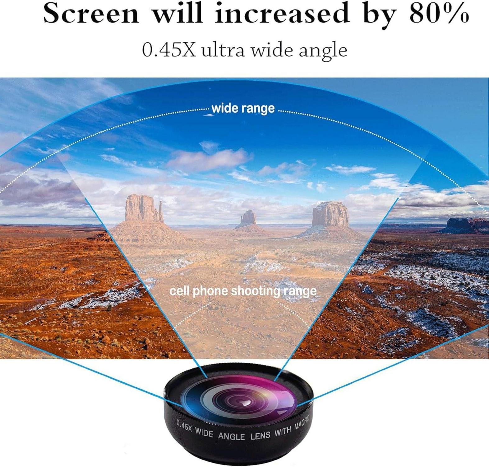 Handy Kameraobjektiv Kit: 0.45X Weitwinkel 12.5X Makro iOS Android