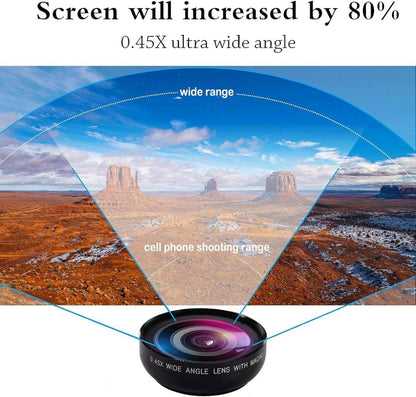 Handy Kameraobjektiv Kit: 0.45X Weitwinkel 12.5X Makro iOS Android
