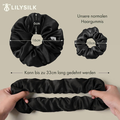 LILYSILK Damen 100% Maulbeerseide Jumbo Haargummi XL Schwarz