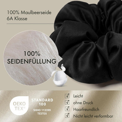 Großer Seiden-Haargummi Schwarz Luxus Riesen-Pferdeschwanzhalter