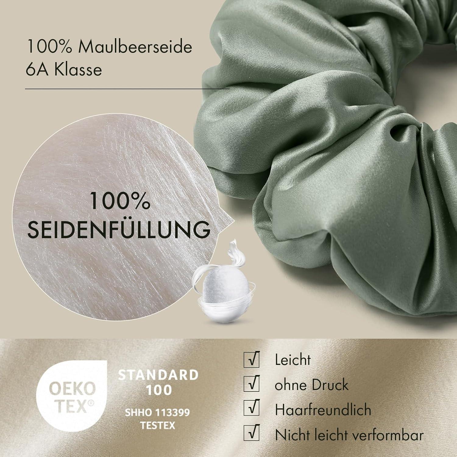 Großer Seiden-Haargummi mit Maulbeerseide für Frauen - Avocadogrün