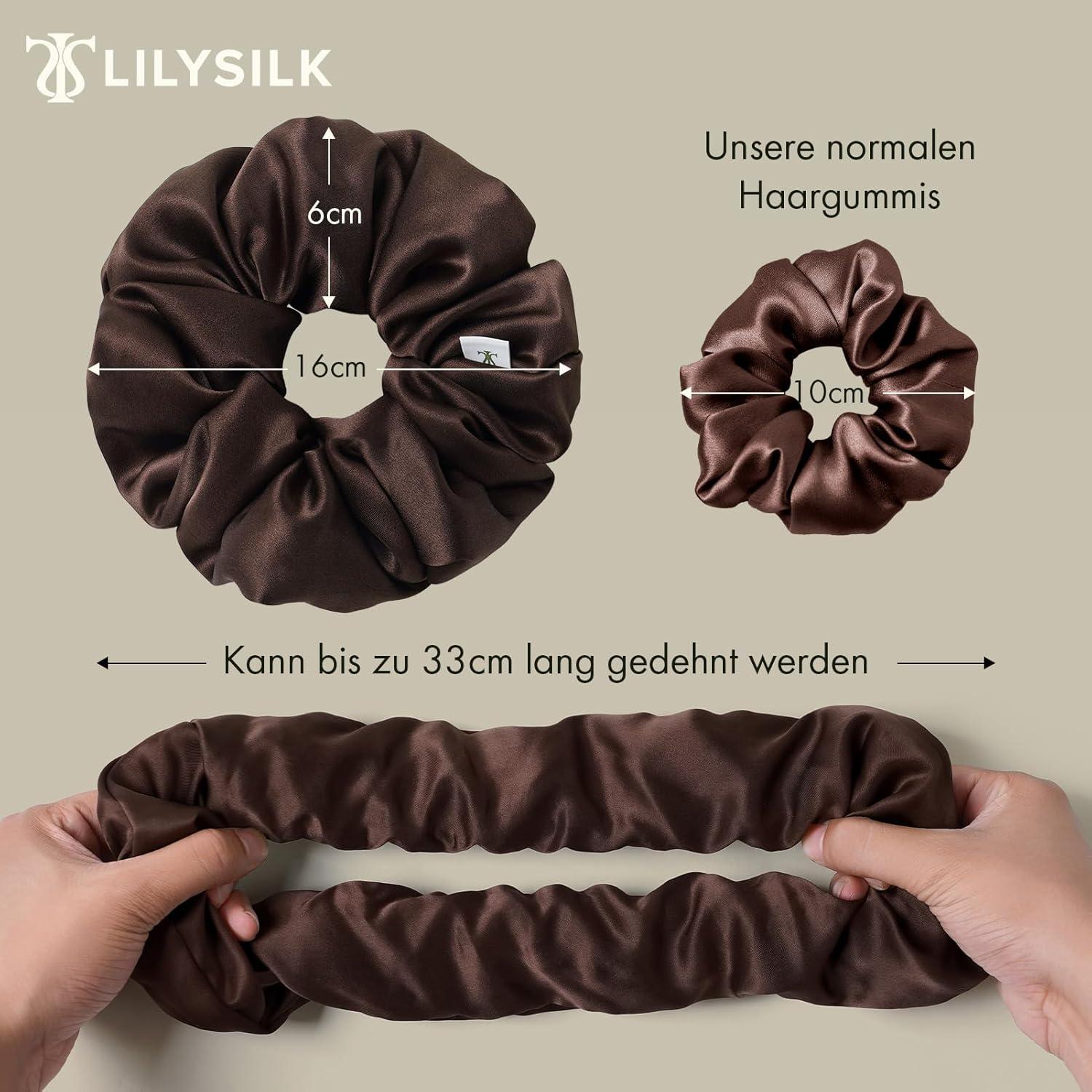 LILYSILK Damen Maulbeerseide Jumbo Haargummi XL Schwarz