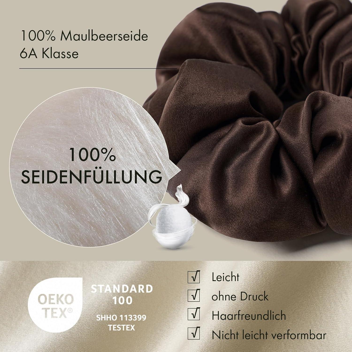 Großer Seiden-Haargummi für Damen Maulbeerseide XL in Schwarz
