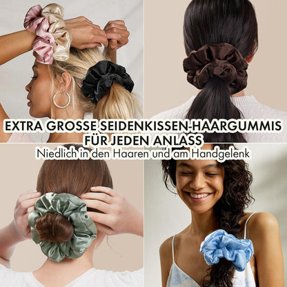 LILYSILK Damen 100% Maulbeerseide Jumbo Haargummi XL Schwarz