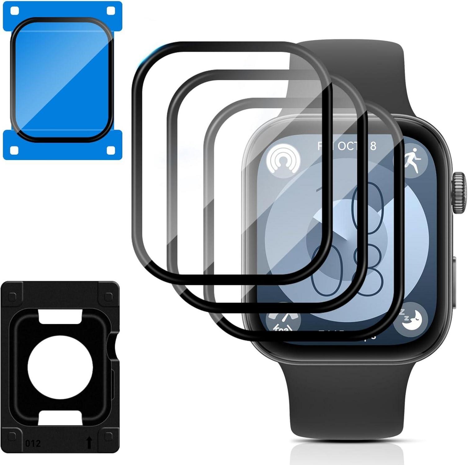Huawei Watch FIT 3 Schutzfolie Panzerglas Anti-Bubble Klar 3er Pack