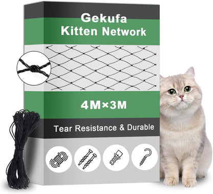 Katzennetz für Balkon 4x3m Schwarz mit Zubehör/Spannseil