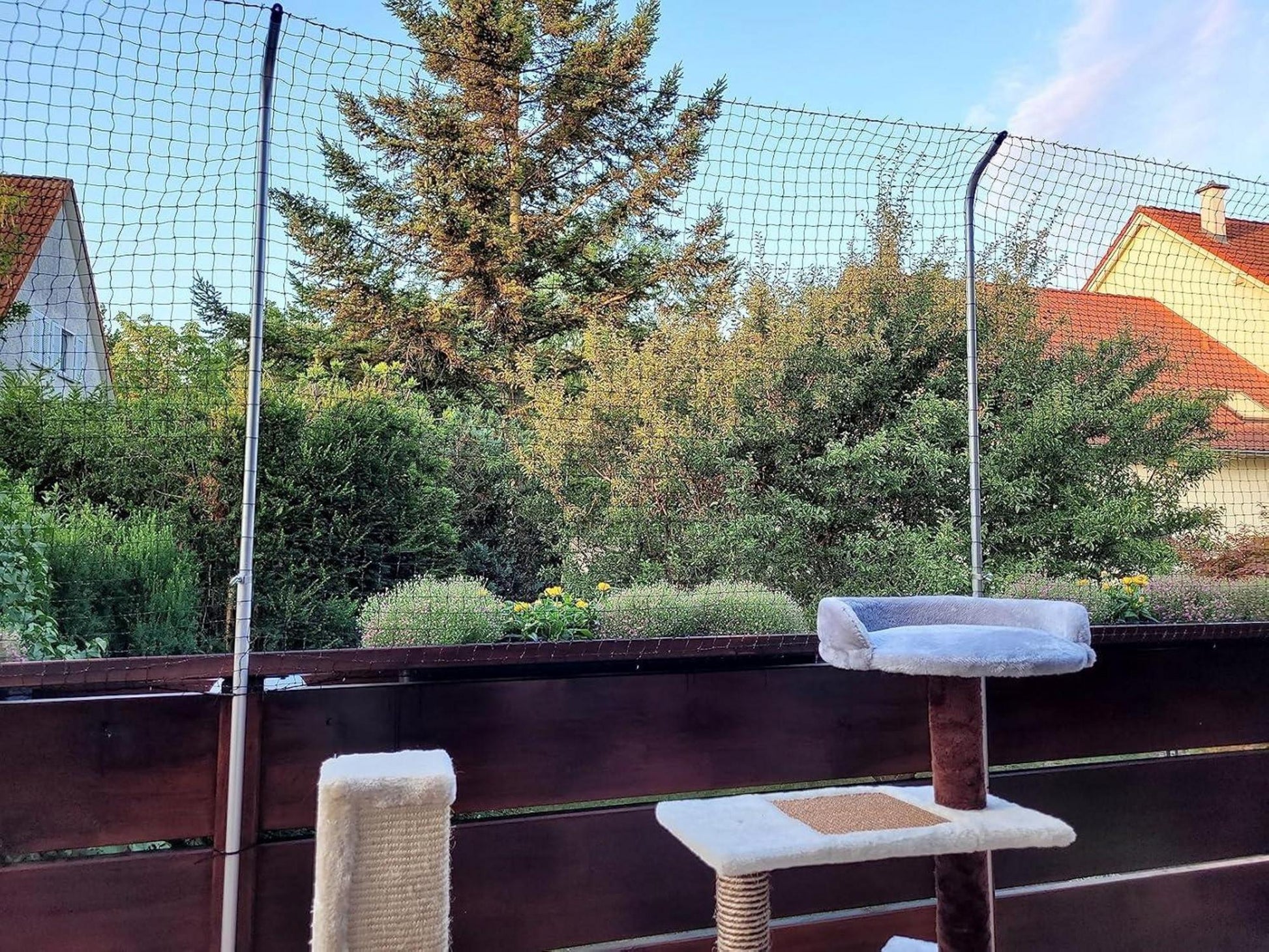 Gekufa Balkon Katzennetz 4x3m Schwarz Drahtverstärktes Katzenschutznetz