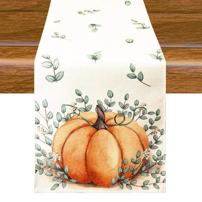 Herbst Tischläufer Kürbis Design 40x180cm Leinen
