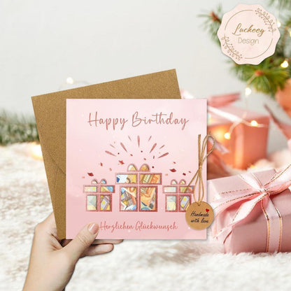 Geldgeschenke Verpackung Geburtstag Frau Umschlag Karte Rosegold