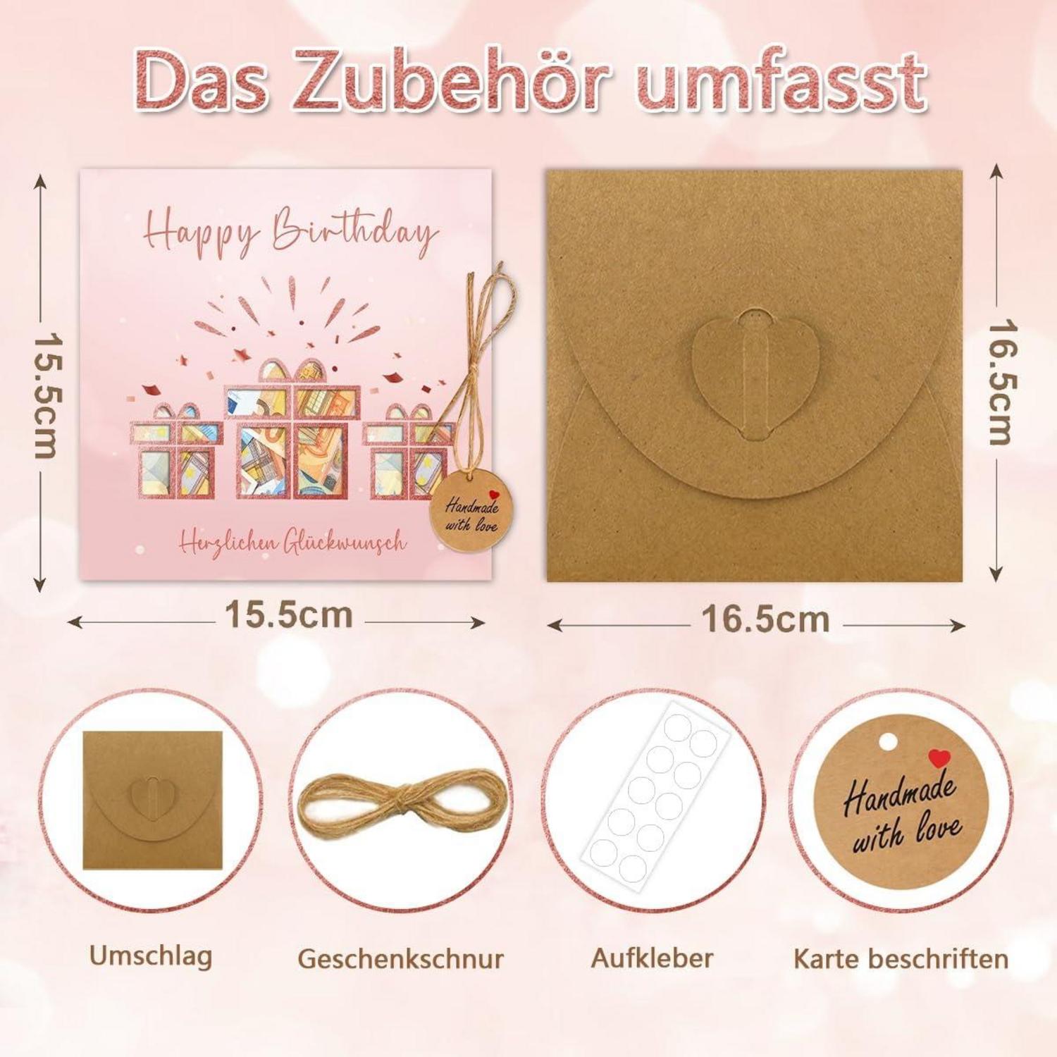 Geldgeschenk Verpackung Geburtstag Frau Umschläge Roségold