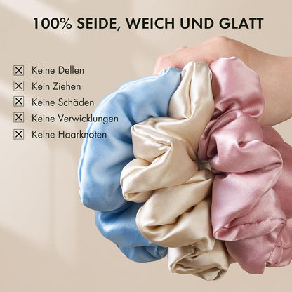 Luxuriöser Seiden Jumbo Haargummi Damen 100% Maulbeerseide XL Haarband Pink